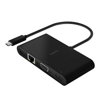 Adaptador Belkin USB-C con VGA, HDMI y Ethernet Gigabit