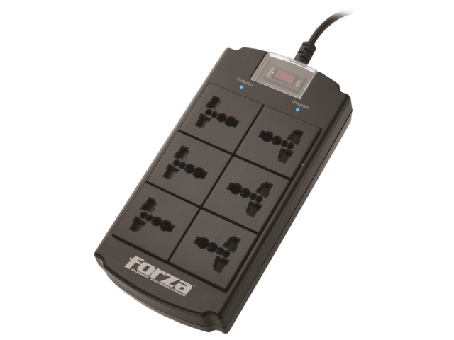 Protector de Tensión Universal Forza 1250J/1800W con 6 Salidas - CA 110/240V