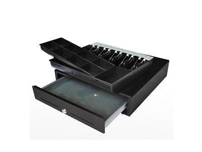 Caja registradora negra Custom America 20x20x6 con RJ12, 5 billetes/8 monedas, garantía de 1 año