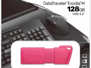 Memoria USB Kingston DataTraveler Exodia M 128GB USB 3.2 Gen 1 – Color Rosa Neón
